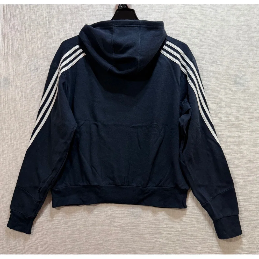 Adidas Sportswear Badge of Sport Hoodie Men's Navy Blue Size L Round Neck Sporty